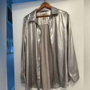 Gold label silver blouse.